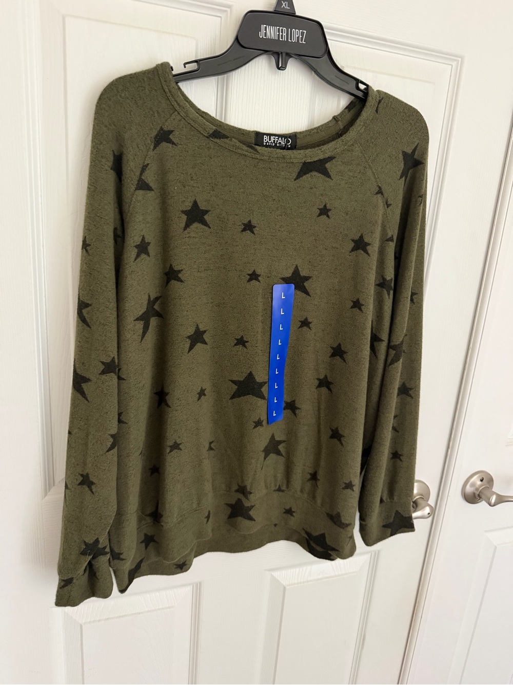 Buffalo David Bitton Olive Green Star-Print Crewneck Sweater
